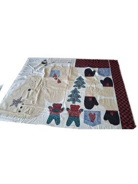Vtg PEACE IN THE COUNTRY SNOWMAN Christmas Fabric Panel Soft Sculpture Cut & Sew